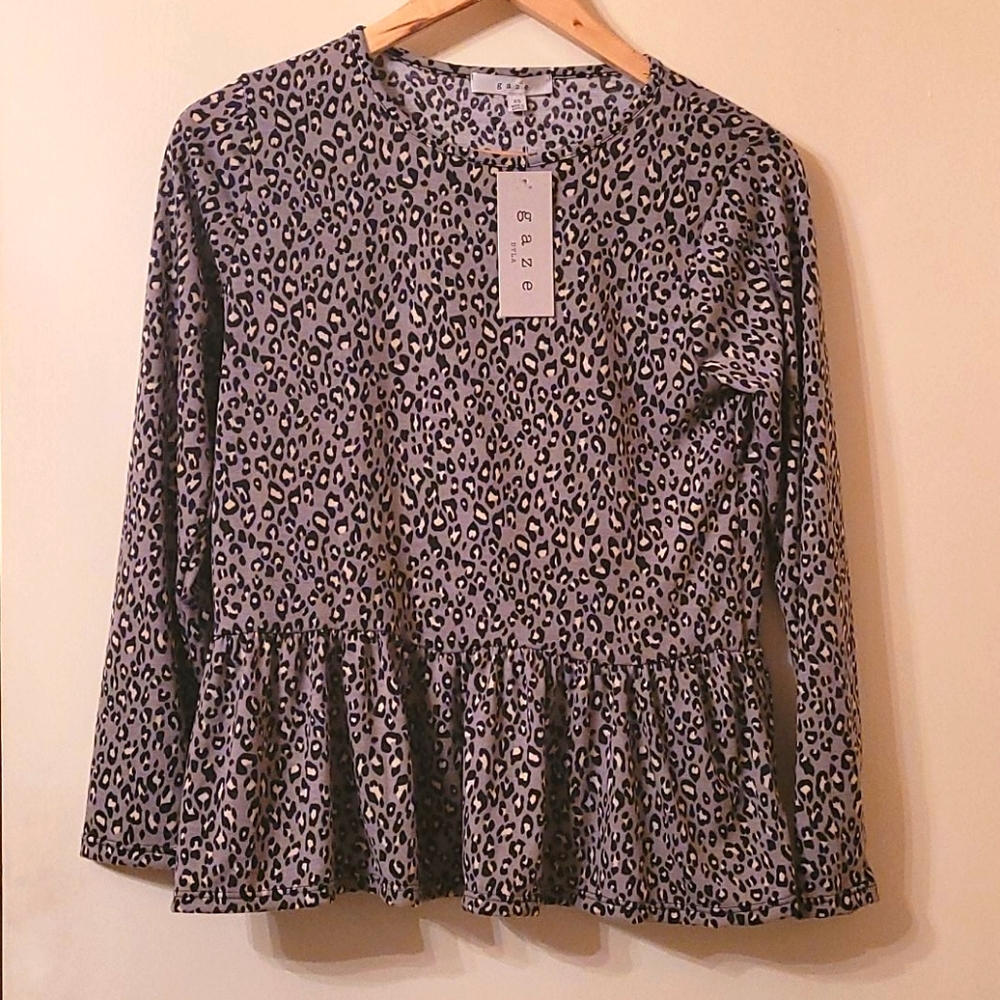 NWT leopard print peplum top